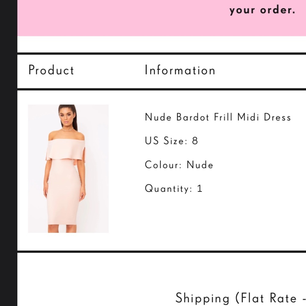 Nude/light pink  Bardot Frill MIDI Dress